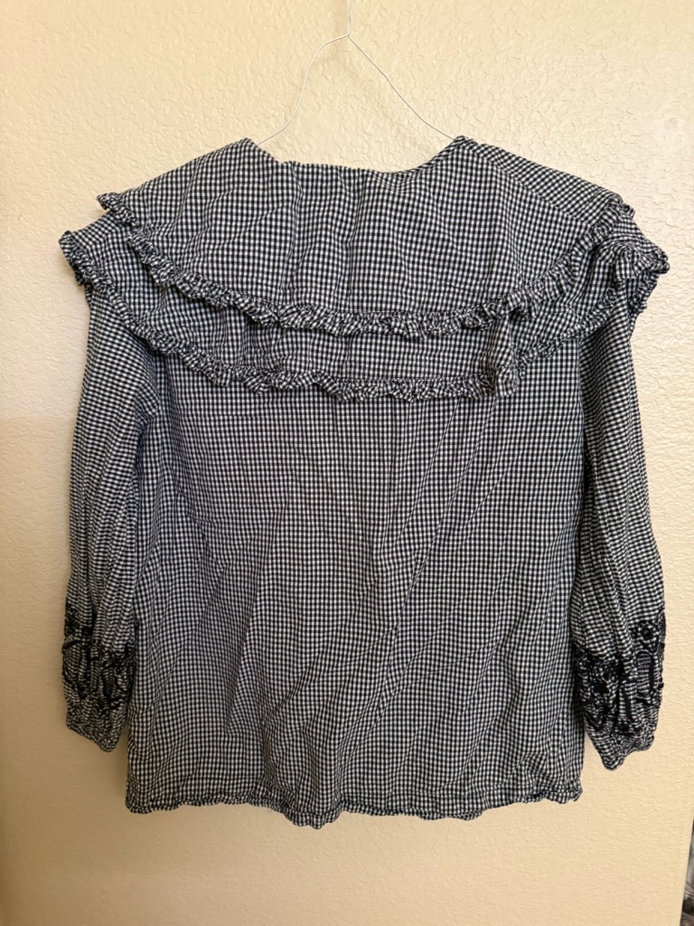 Damson Madder Black & White Gingham Ruffle Collar Blouse - Picture 8 of 8